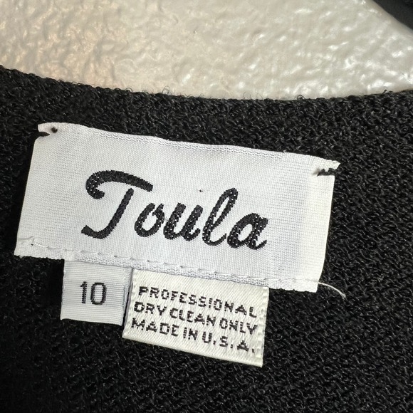 Toula Vintage Black Knit Sequin Collar Open Front Cardigan Jacket Womens Size 10 - Picture 2 of 5